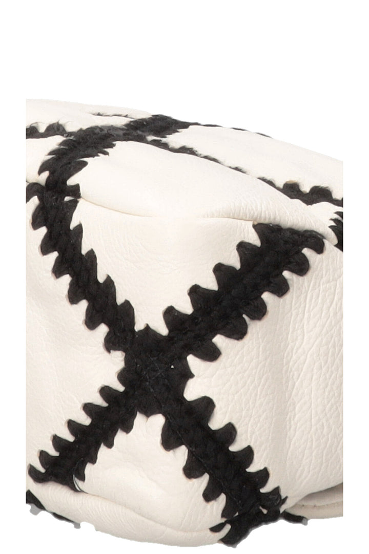 CHANEL Black Crochet Stitch 19 Bag Leather Black White