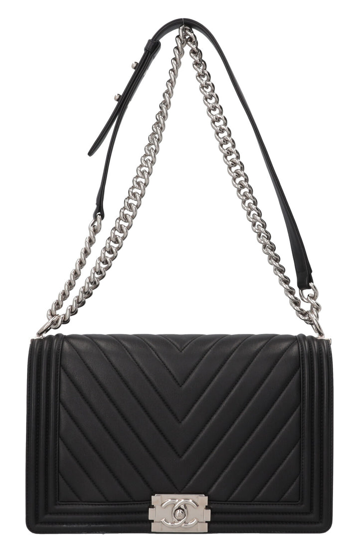 CHANEL Boy Bag New Medium Leather Black