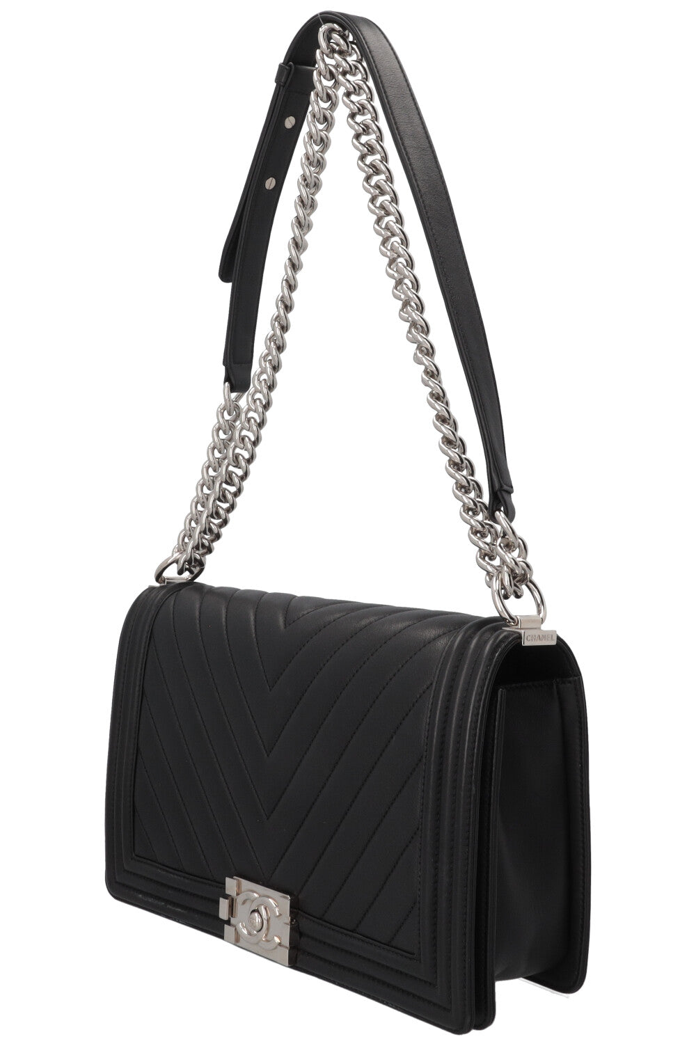 CHANEL Boy Bag New Medium Leather Black