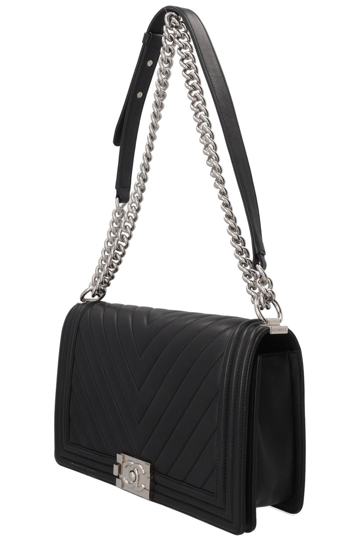 CHANEL Boy Bag New Medium Leather Black