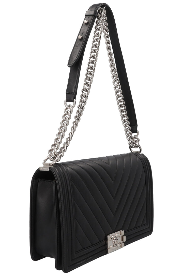 CHANEL Boy Bag New Medium Leather Black