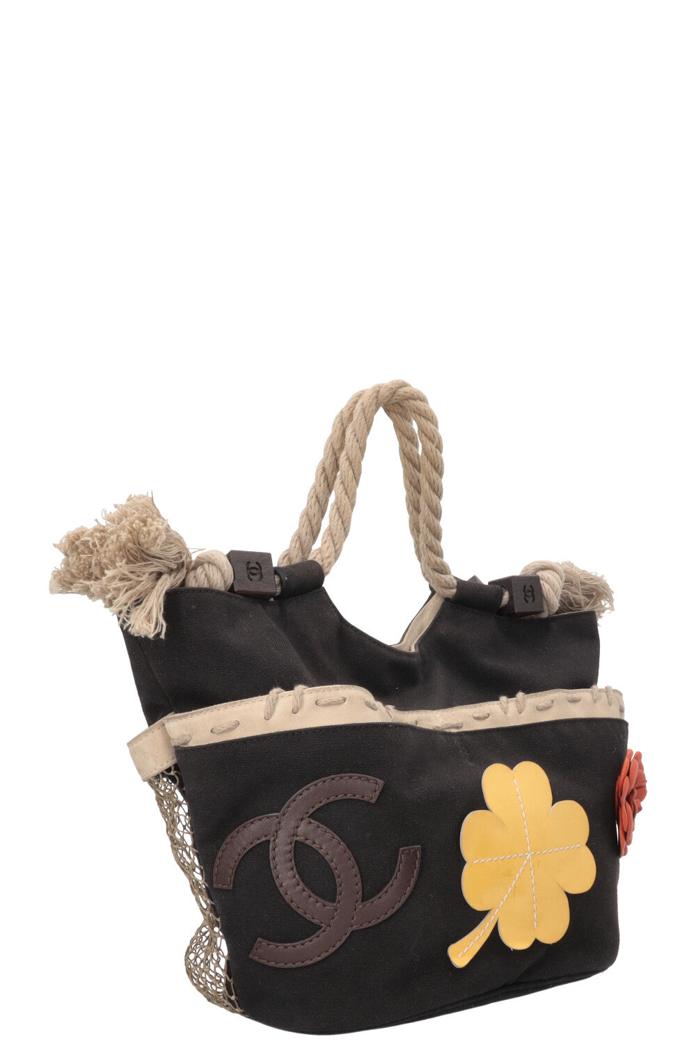 CHANEL CC Camellia Rope Bag Canvas
