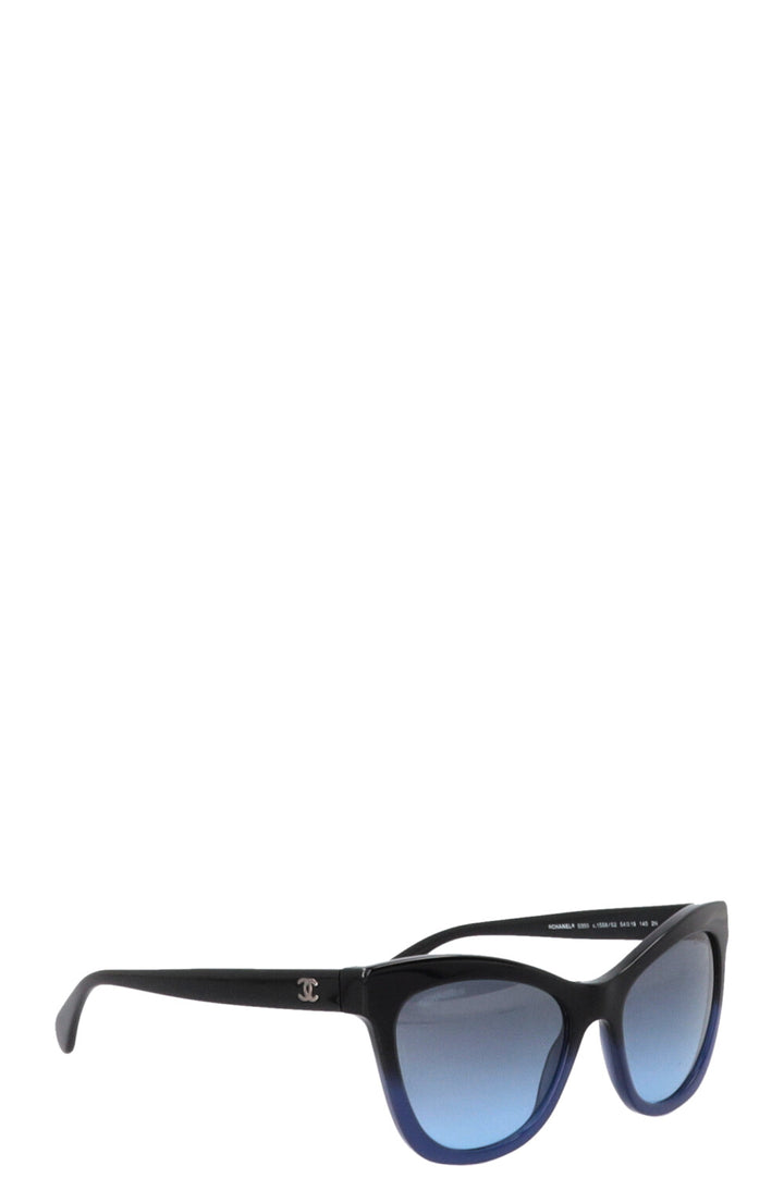 CHANEL CC Cat Eye Sunglasses Blue Black