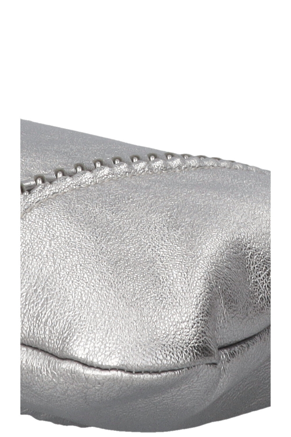 CHANEL CC Chain Tote Bag Leather Metallic Silver