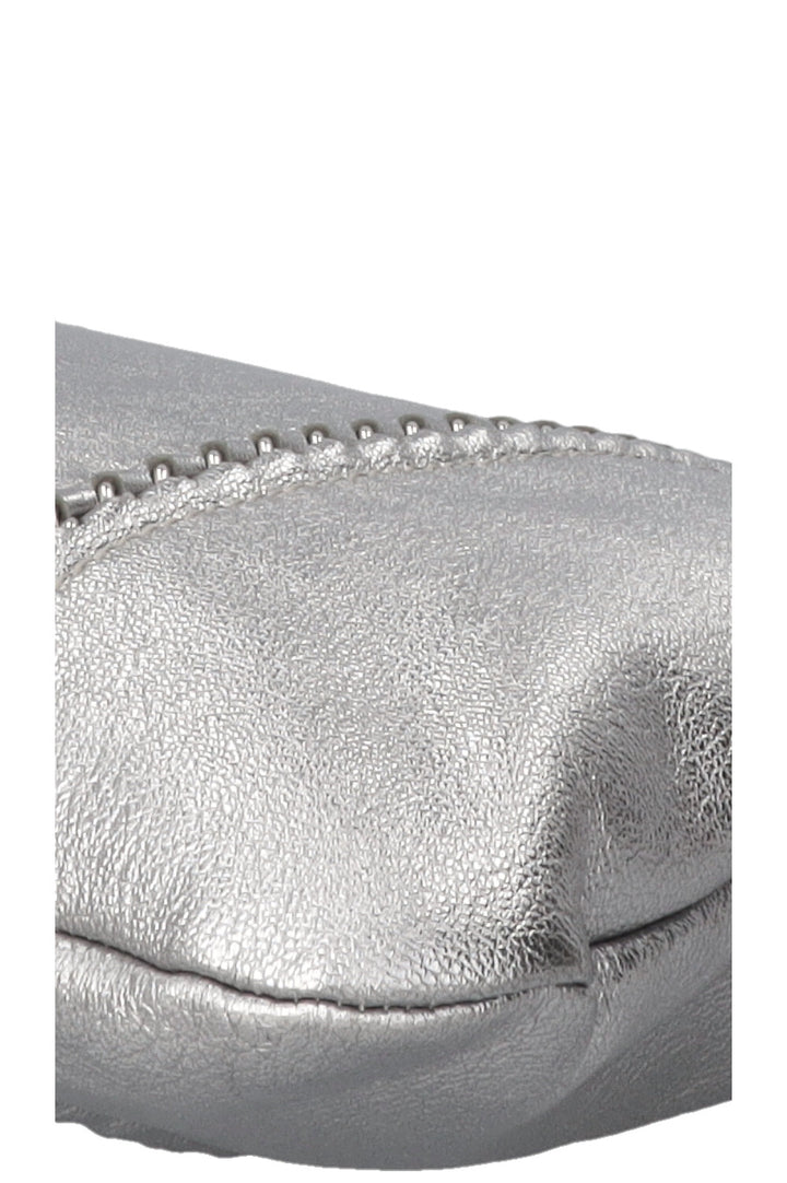 CHANEL CC Chain Tote Bag Leather Metallic Silver