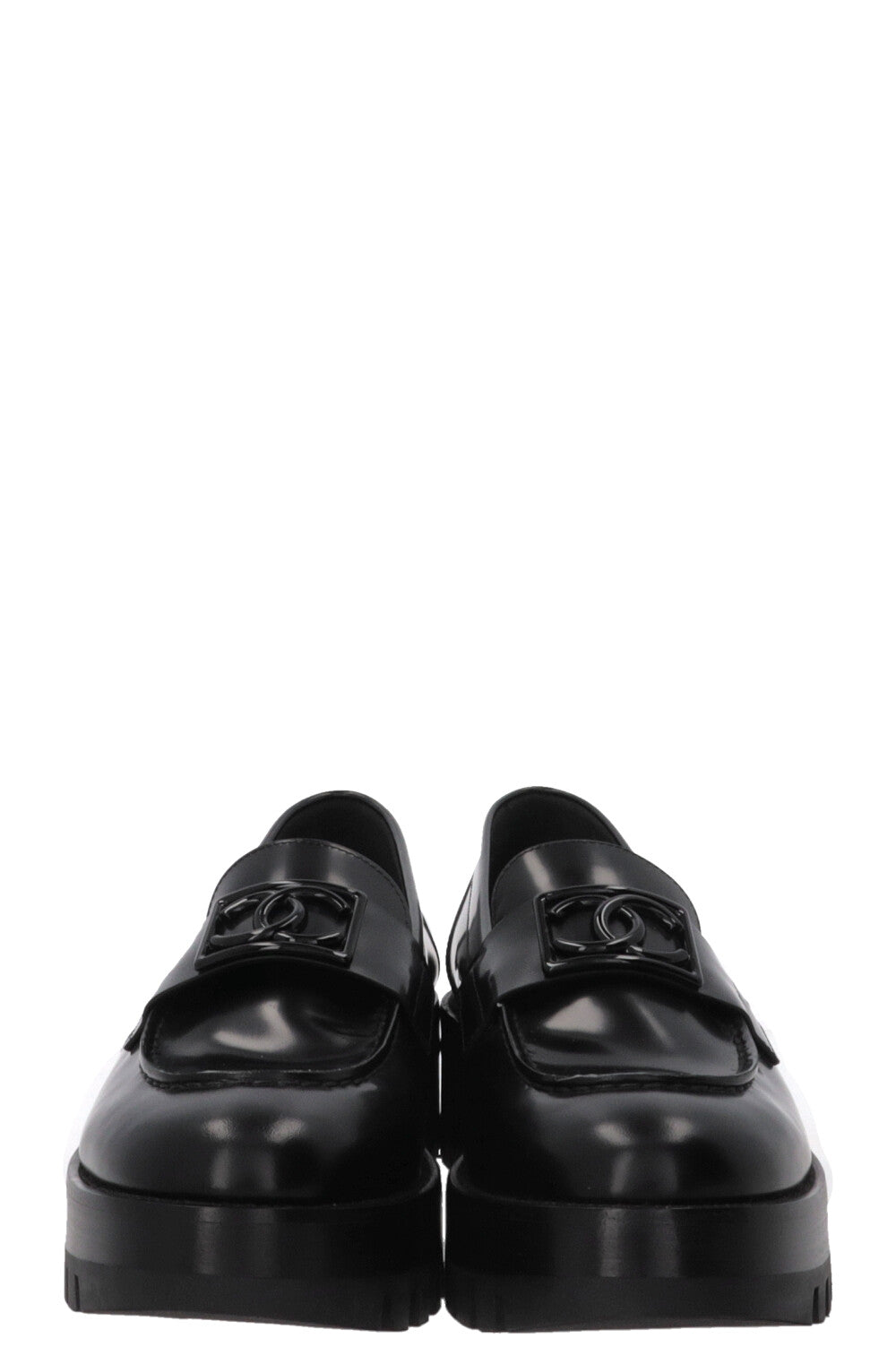 Mocassins chunky CC CHANEL en cuir noir