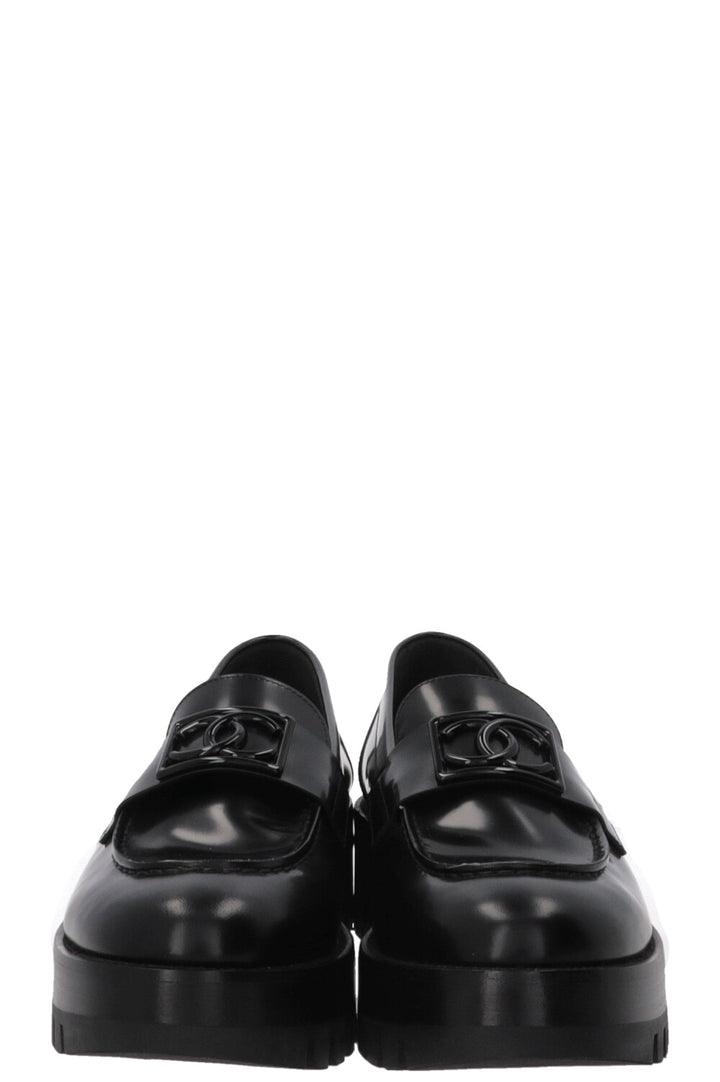 Mocassins chunky CC CHANEL en cuir noir