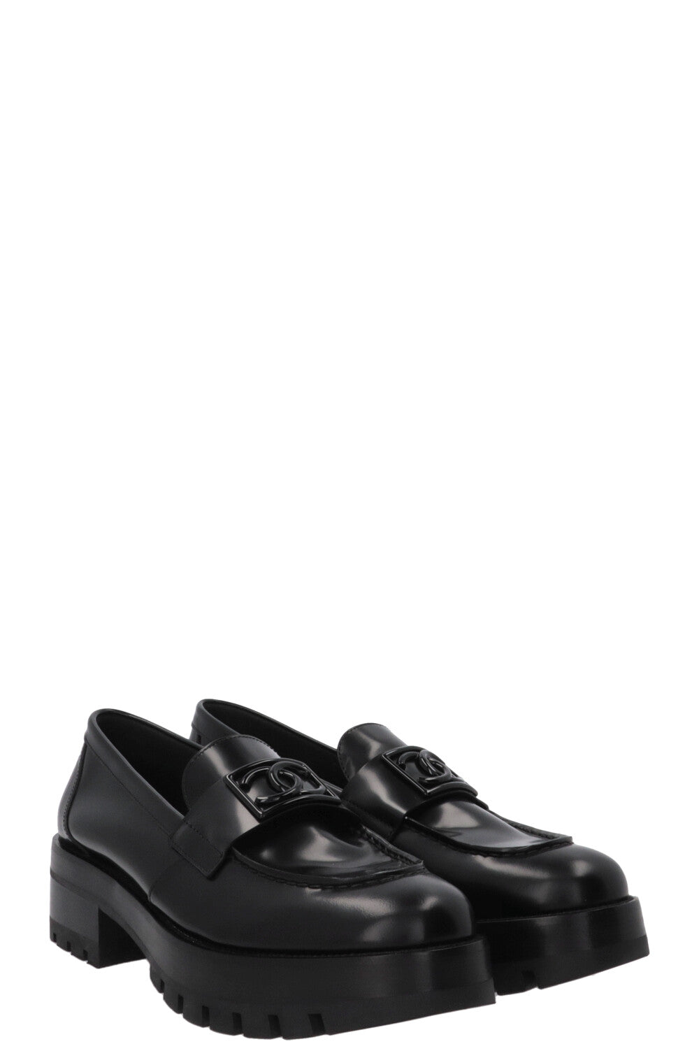 Mocassins chunky CC CHANEL en cuir noir