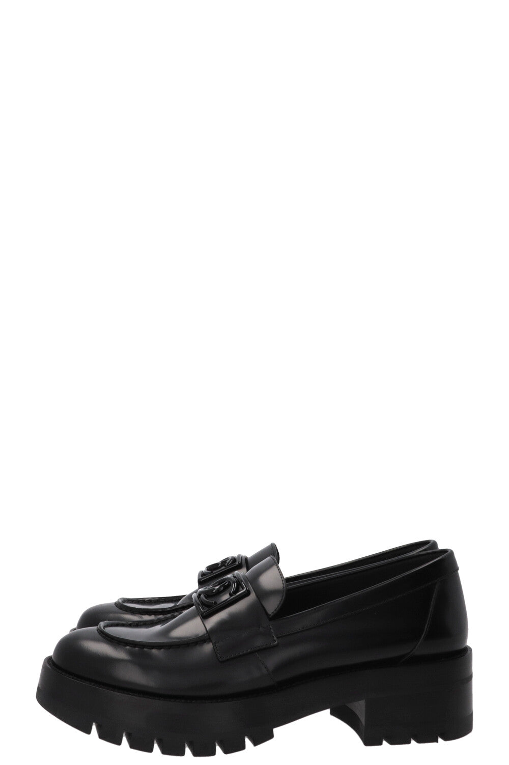 Mocassins chunky CC CHANEL en cuir noir