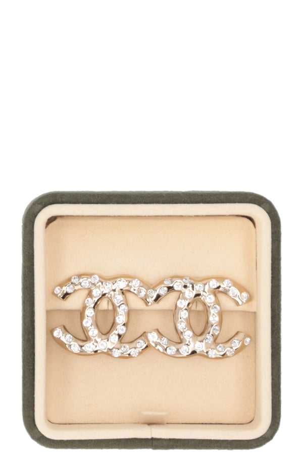 CHANEL CC Crystal Earrings Champagne