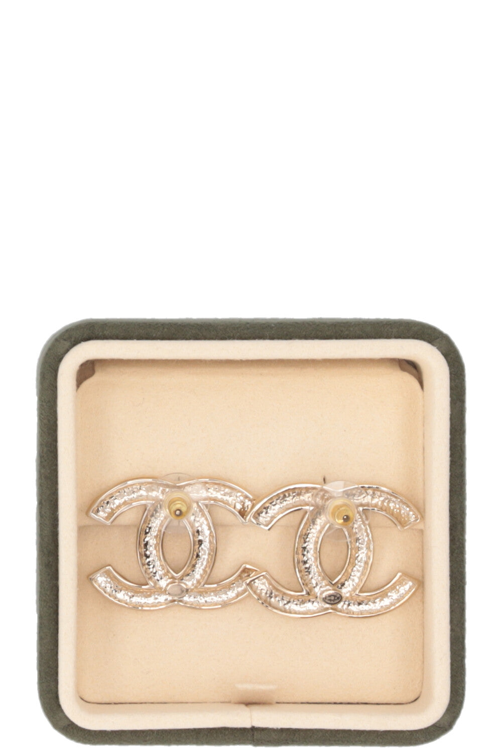 CHANEL CC Crystal Earrings Champagne