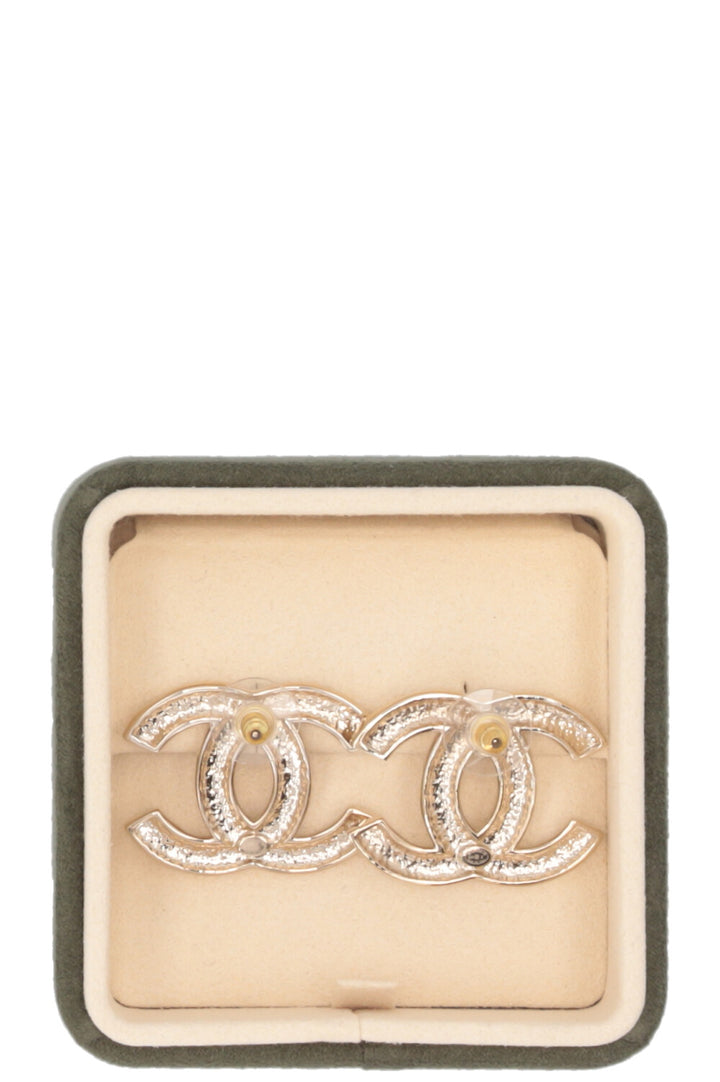 CHANEL CC Crystal Earrings Champagne