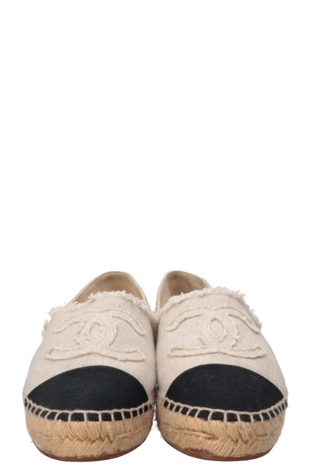 CHANEL CC Espadrilles Canvas Off-White Black