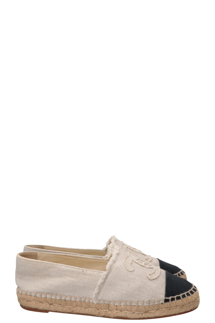 CHANEL CC Espadrilles Canvas Off-White Black