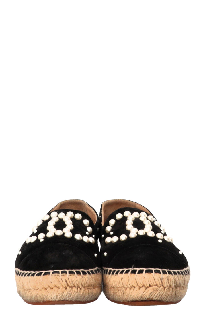 CHANEL CC Espadrilles Suede Pearl Black