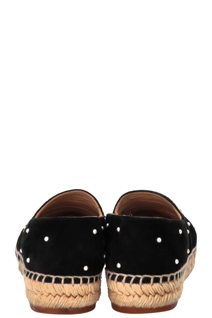 CHANEL CC Espadrilles Suede Pearl Black