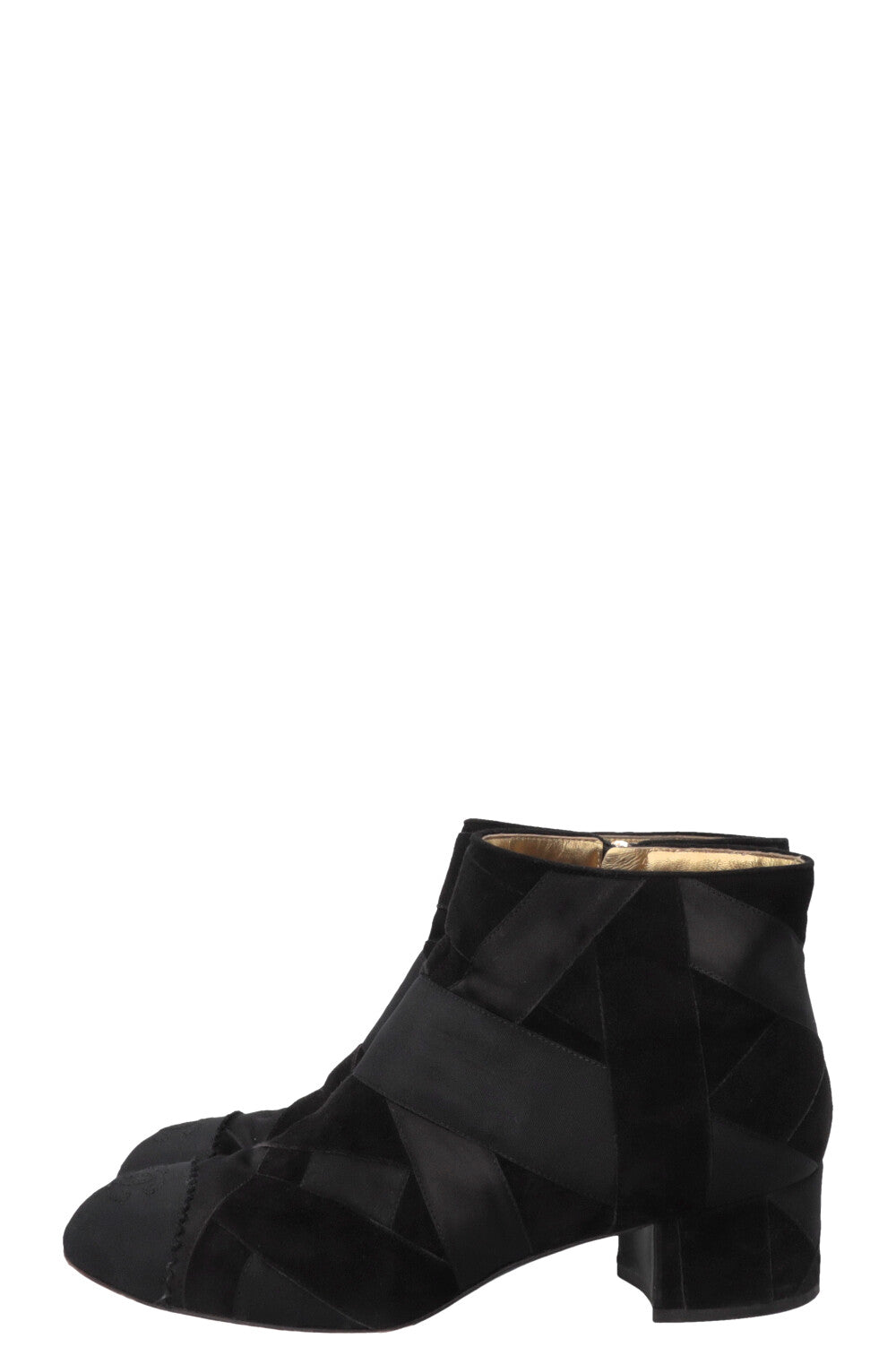 CHANEL CC Grossgrain Ankle Boots Satin Black