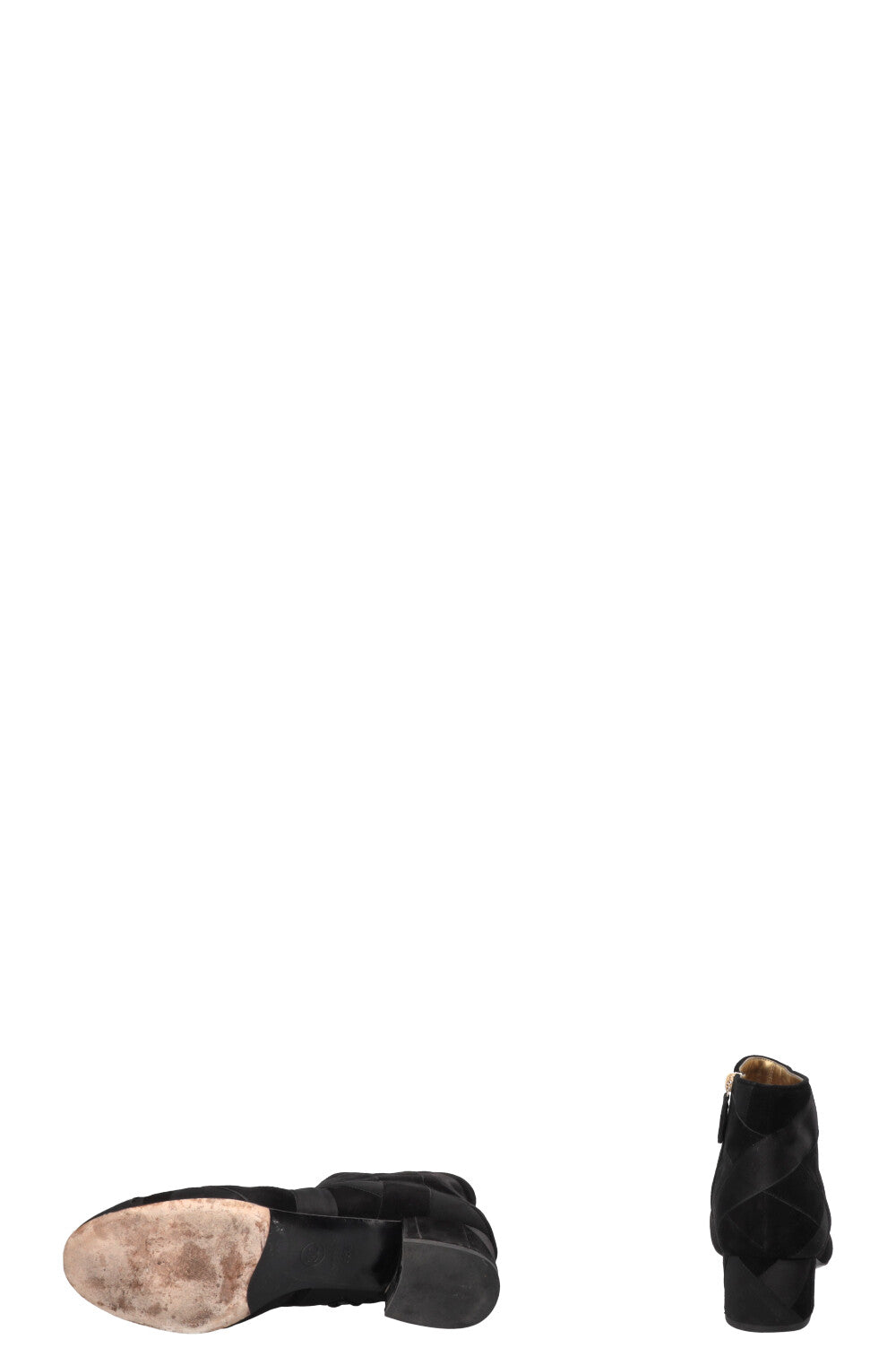 CHANEL CC Grossgrain Ankle Boots Satin Black
