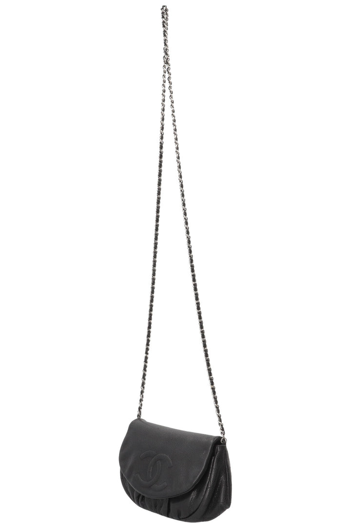 CHANEL CC Half Moon WOC Caviar Black