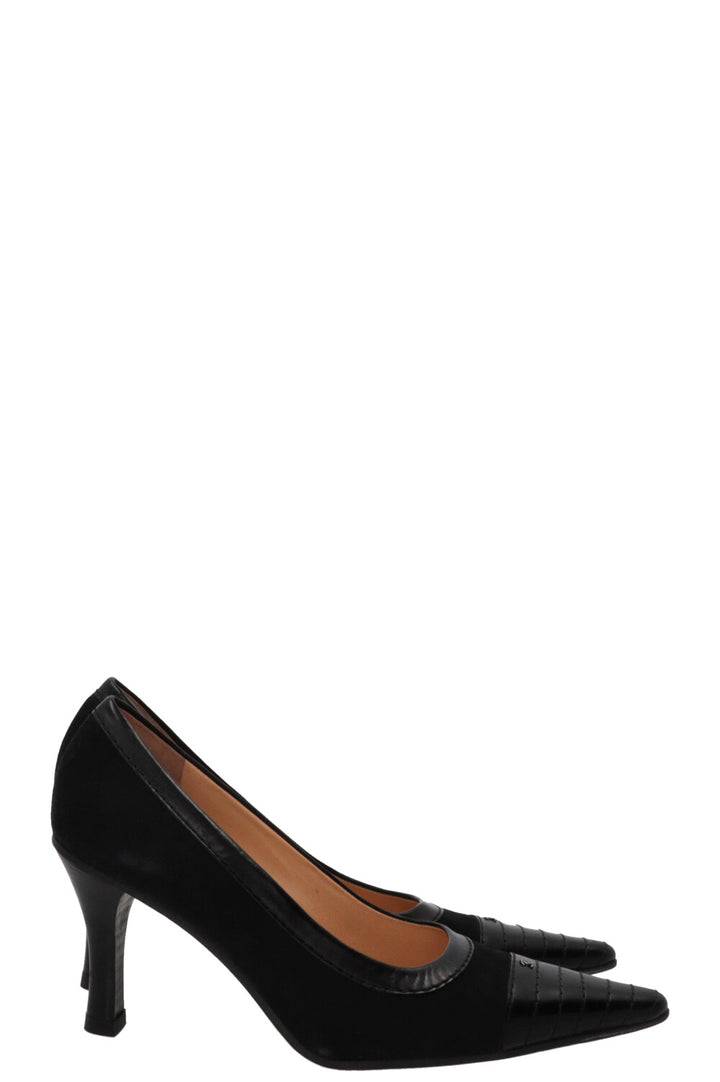 CHANEL Escarpins CC Daim Noir
