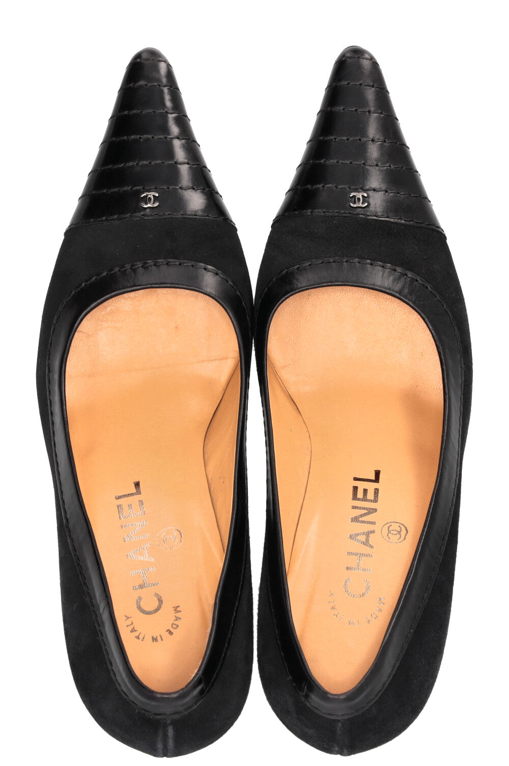 CHANEL Escarpins CC Daim Noir