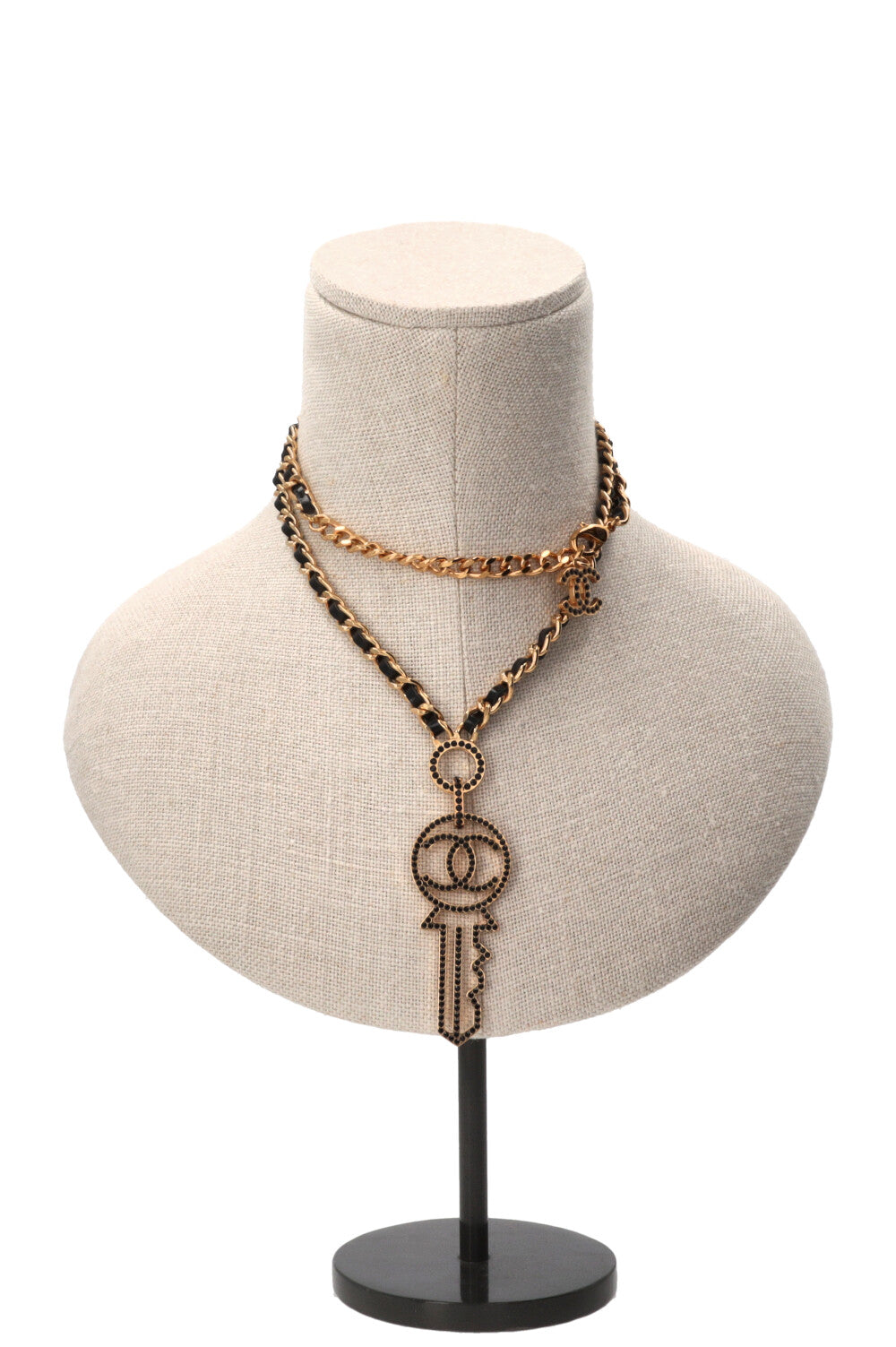 CHANEL CC Key Pendant Necklace Gold