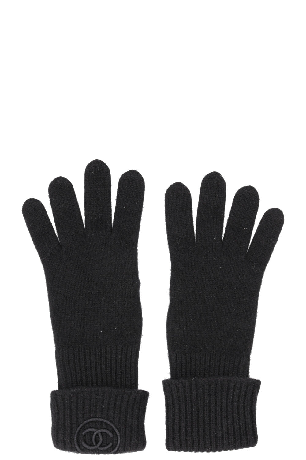 CHANEL CC Knit Gloves Black