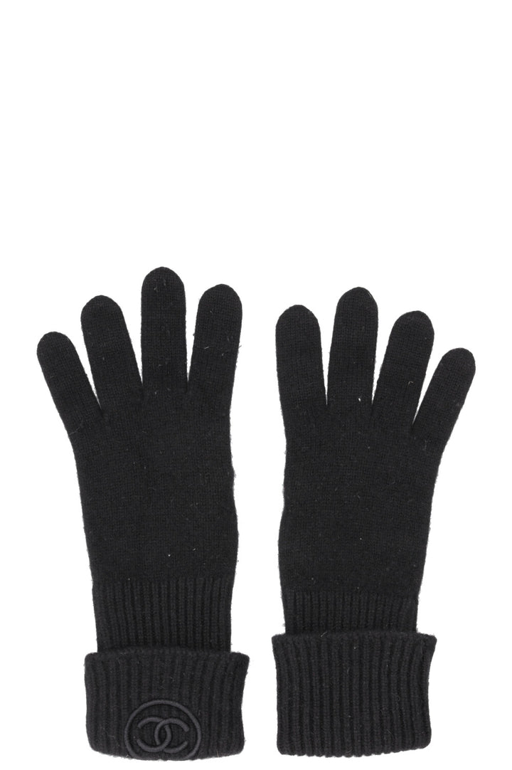 CHANEL CC Knit Gloves Black