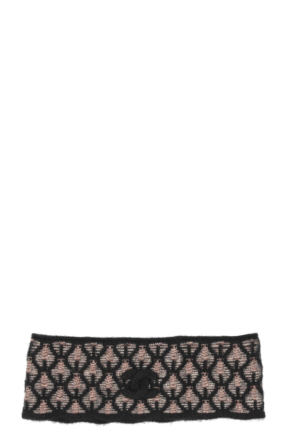 CHANEL Bandeau tricoté CC en cachemire noir