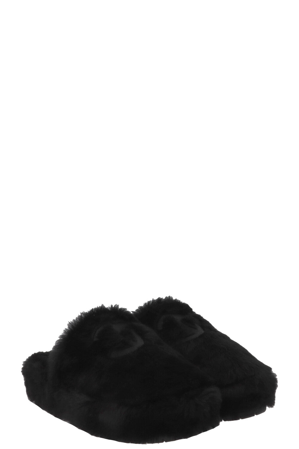 CHANEL CC Mules, Black Shearling