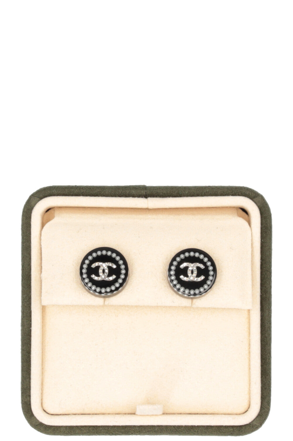 CHANEL CC PVC Ear Studs Plastic Black