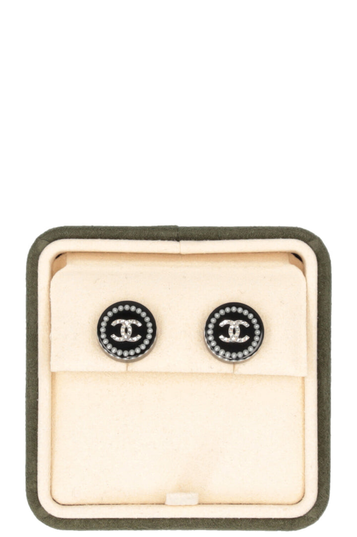 CHANEL CC PVC Ear Studs Plastic Black