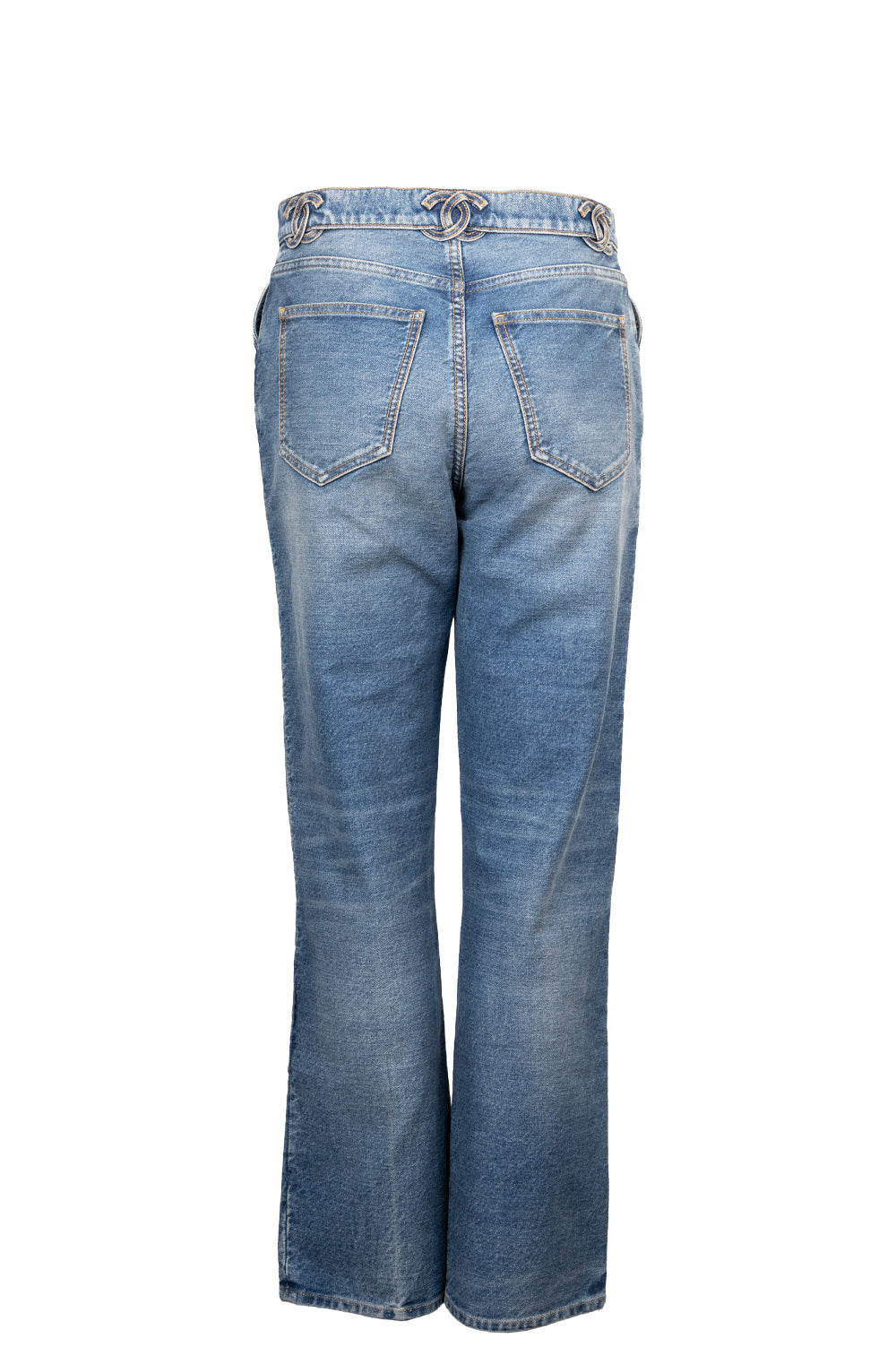 CHANEL CC Pants Denim Blue