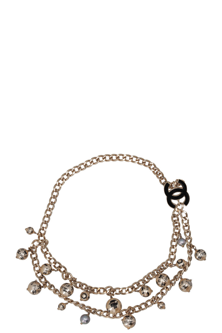 CHANEL CC Perle Ceinture Or Champagne Noir