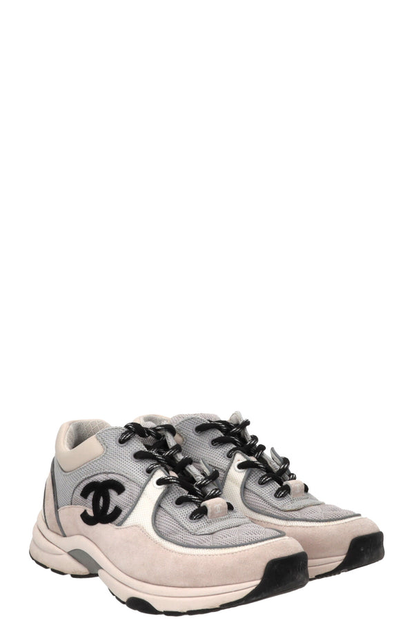 CHANEL CC Reflective Sneakers Suede Grey