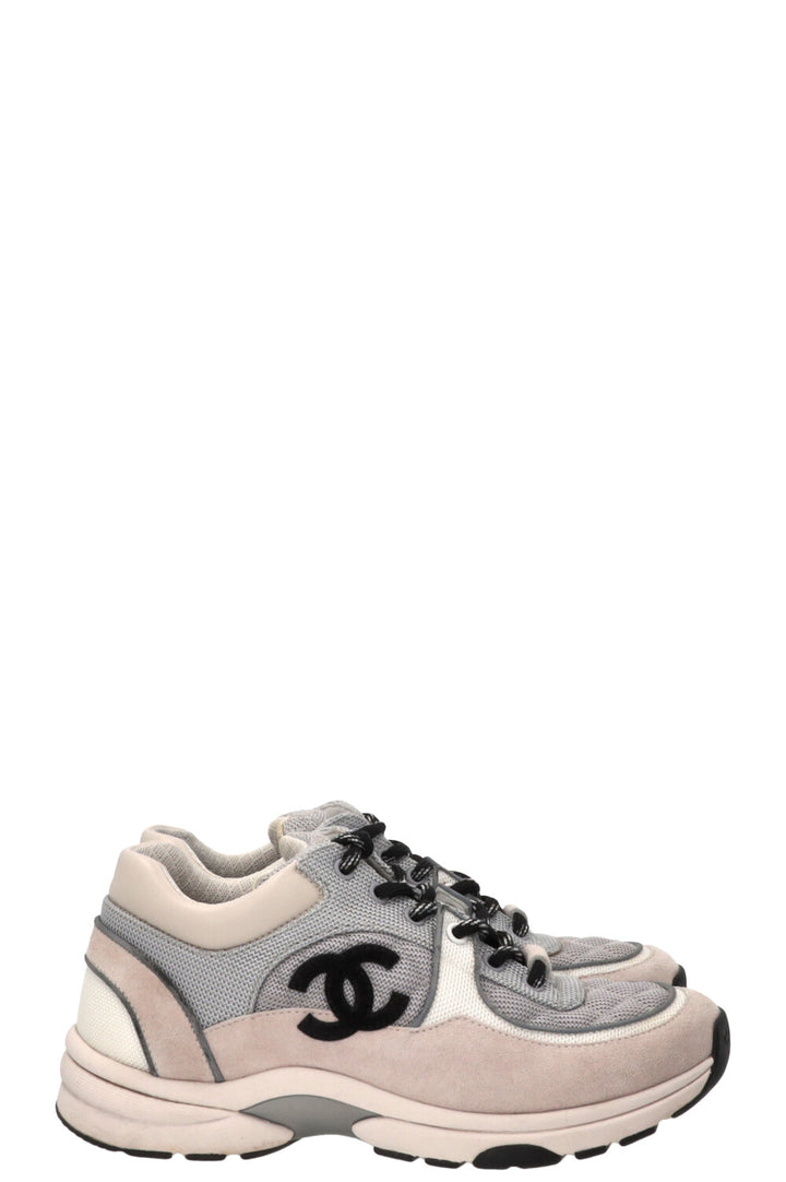 CHANEL CC Reflective Sneakers Suede Grey
