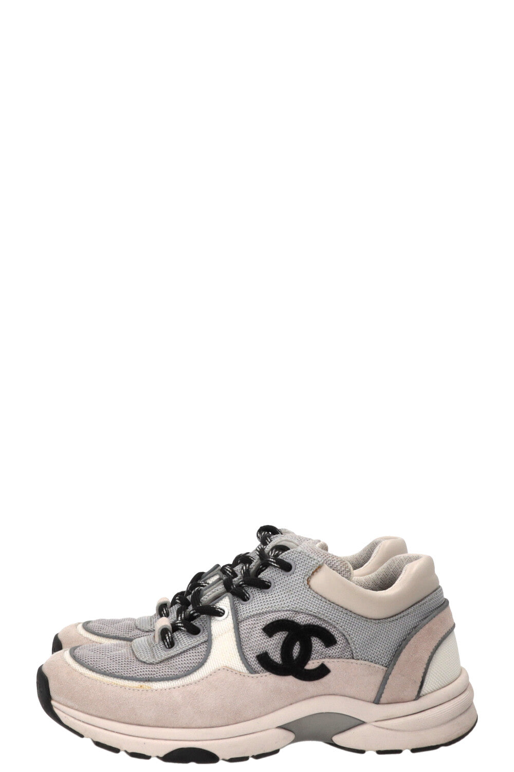 CHANEL CC Reflective Sneakers Suede Grey