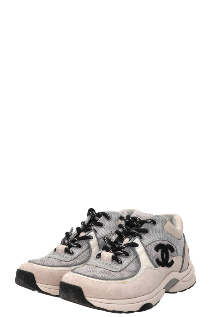 CHANEL CC Reflective Sneakers Suede Grey