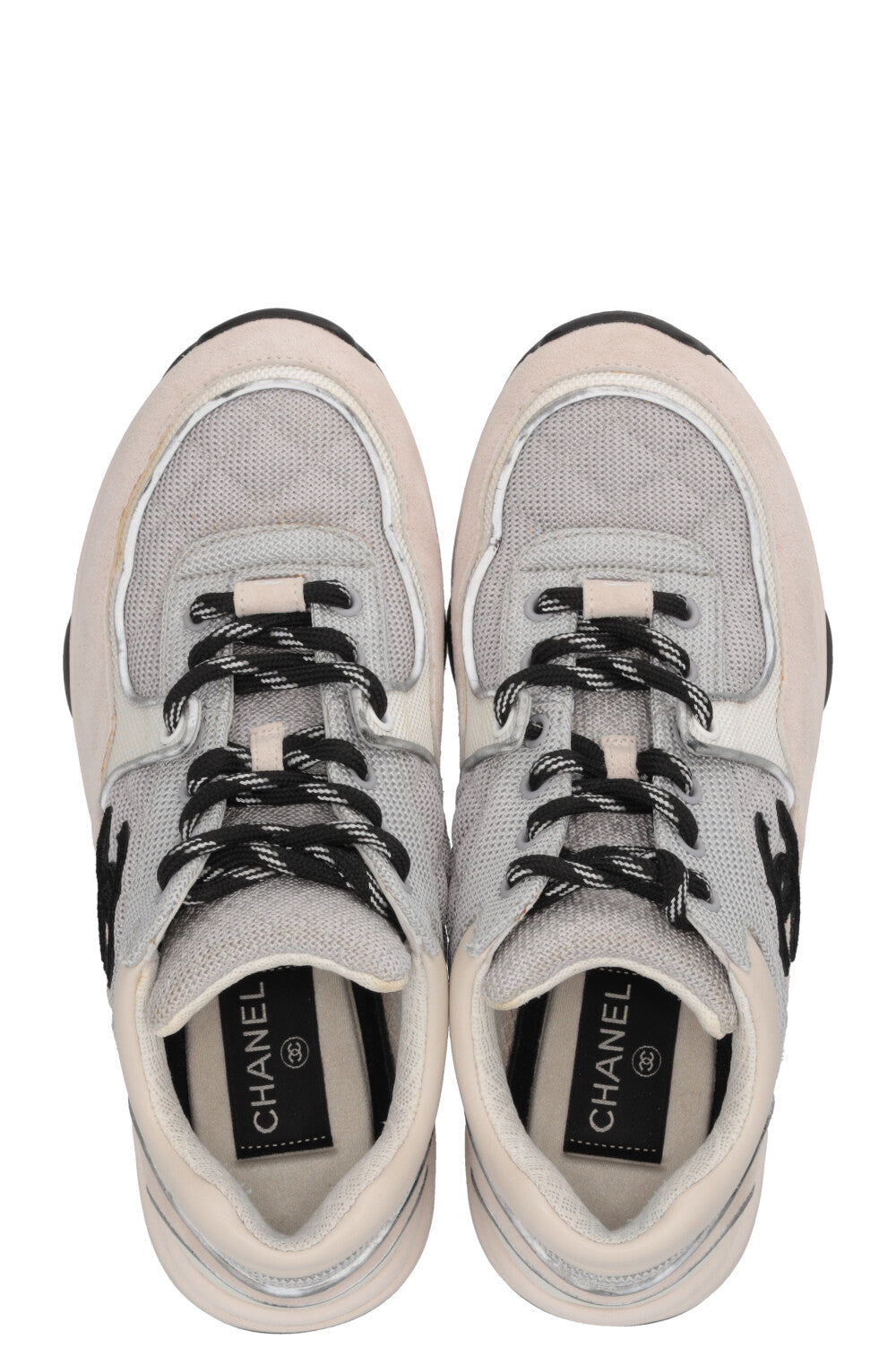 CHANEL CC Reflective Sneakers Suede Grey