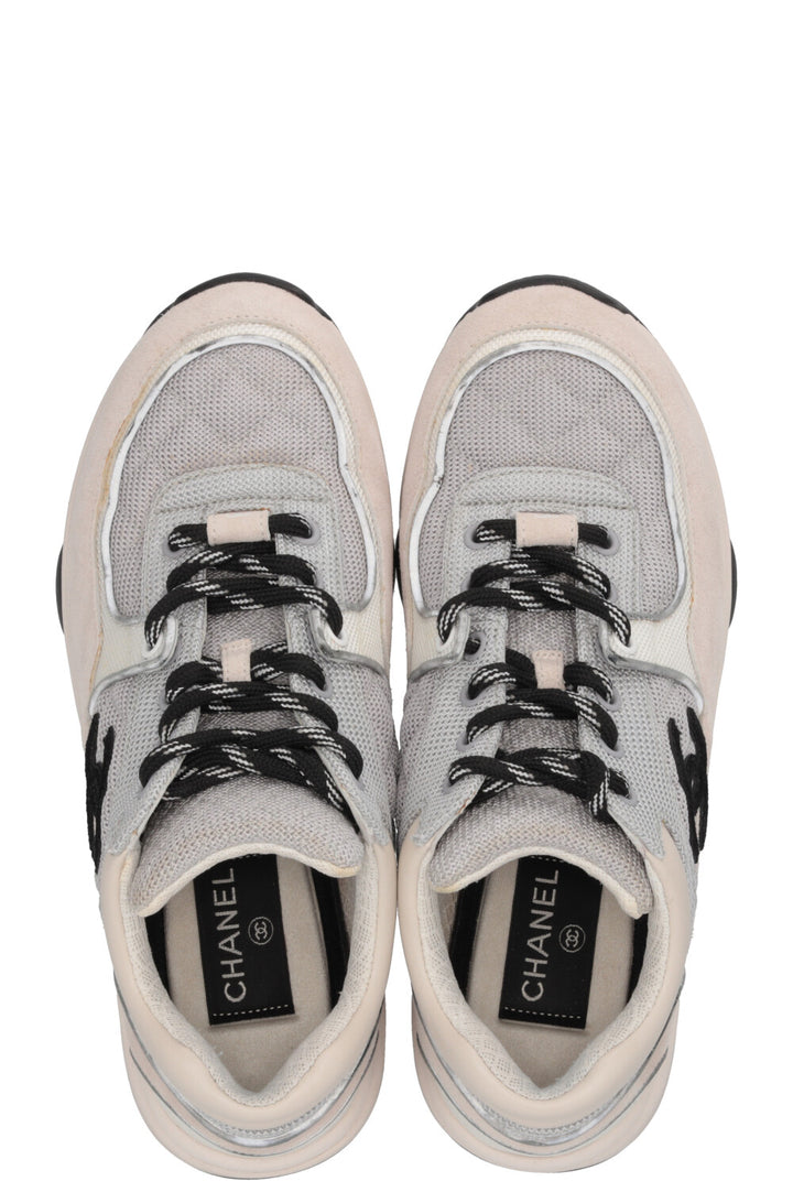 CHANEL CC Reflective Sneakers Suede Grey