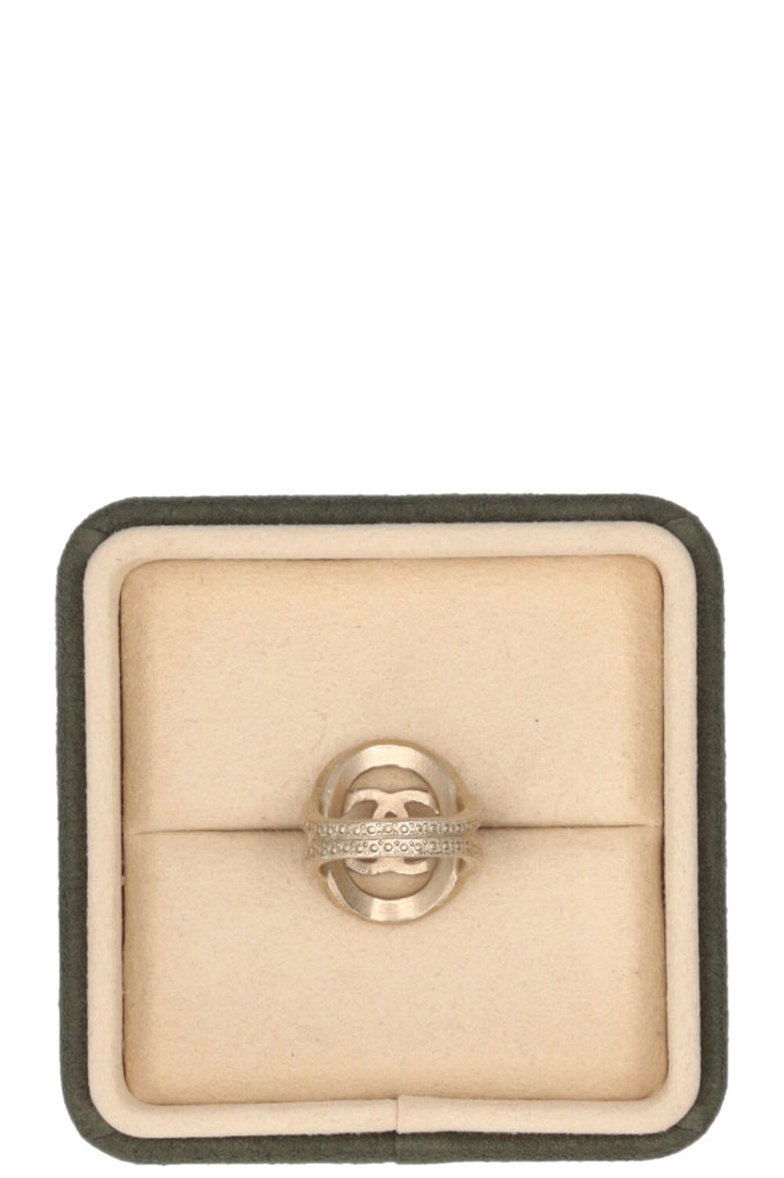 CHANEL CC Ring Faux pearls Champagne