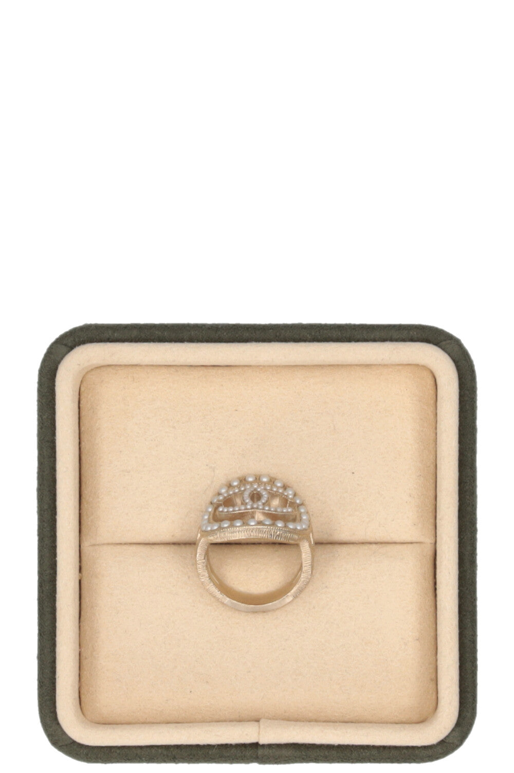 CHANEL CC Ring Faux pearls Champagne