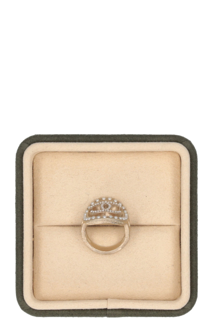 CHANEL CC Ring Faux pearls Champagne