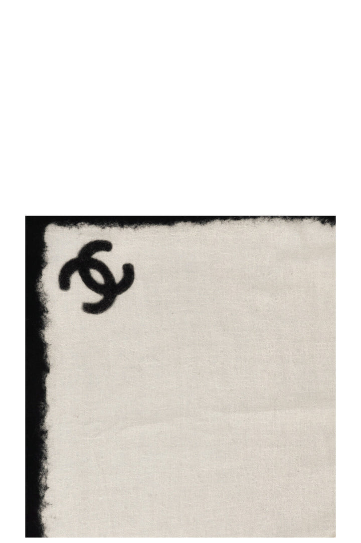 CHANEL CC Scarf Cashmere White