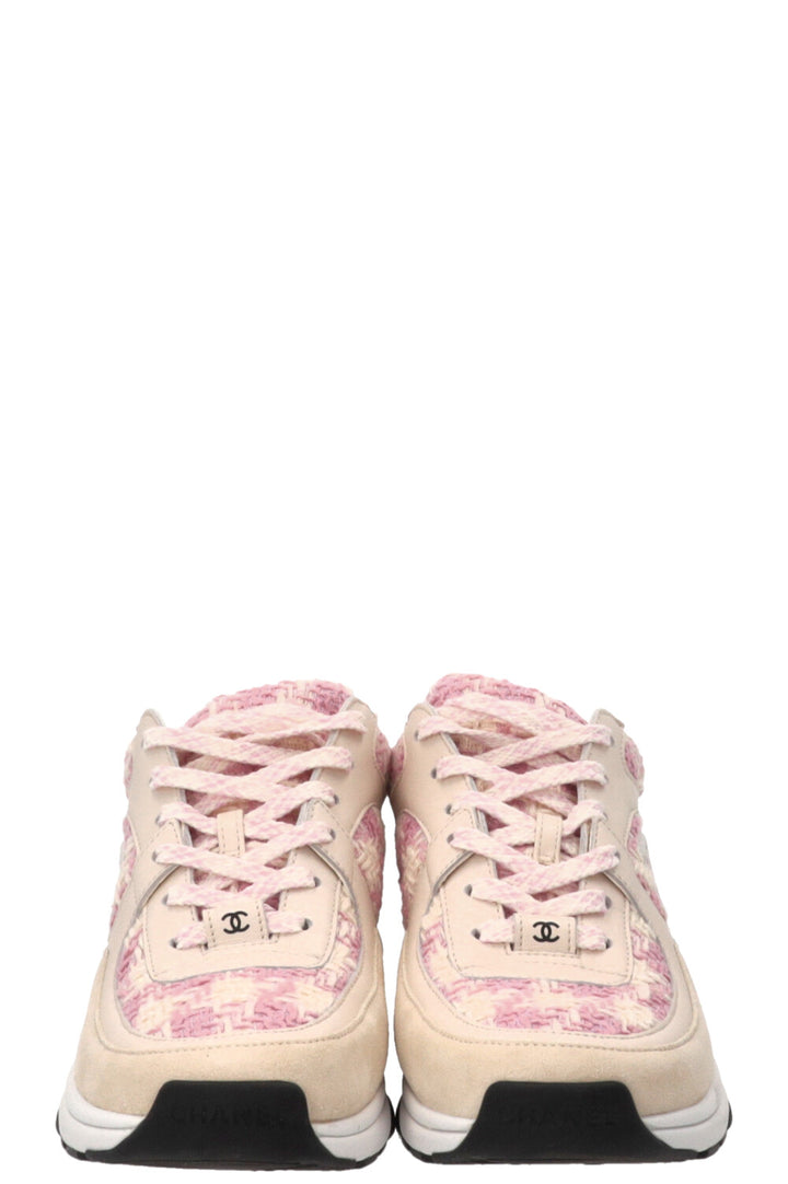 CHANEL CC Sneakers Tweed Rosa Beige