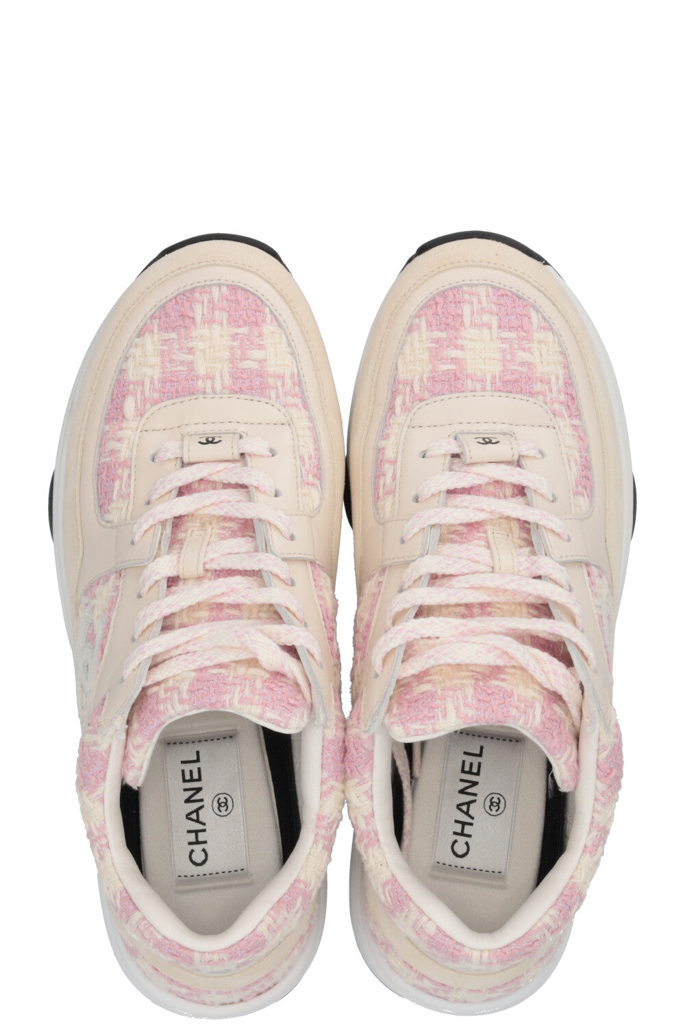 CHANEL CC Sneakers Tweed Rosa Beige