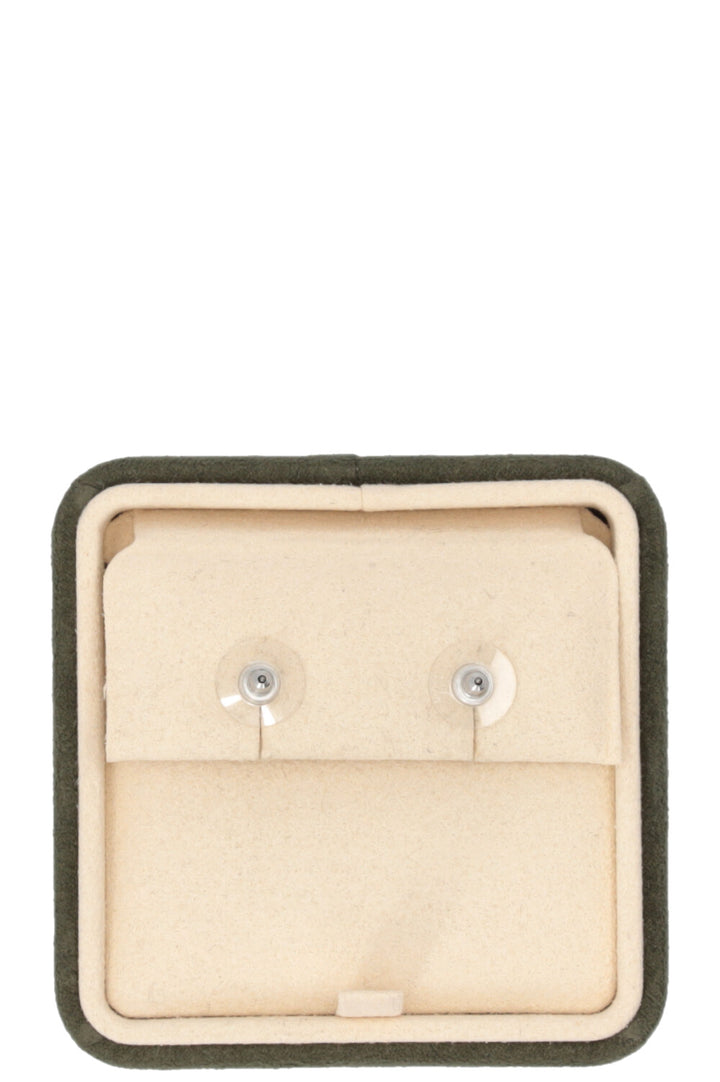 CHANEL CC Stud Earrings Metal Black