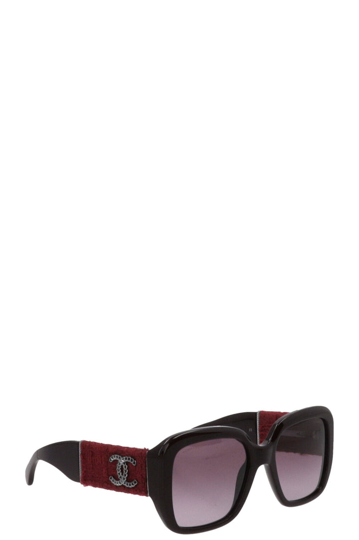 CHANEL CC Sunglasses Tweed Bordeaux