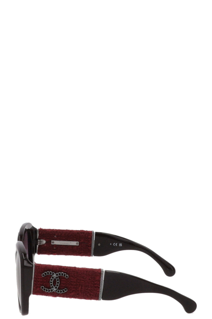 CHANEL CC Sunglasses Tweed Bordeaux