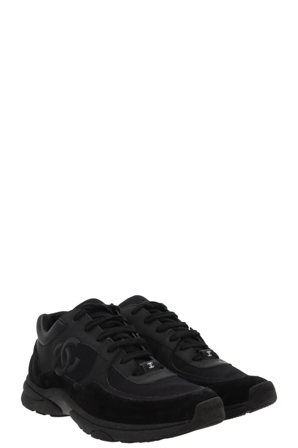 CHANEL CC Tennis Low Top Sneakers Suede Black